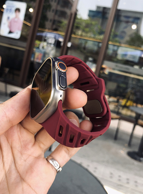 不对称美斜扣 适用苹果手表iwatch表带987硅胶s10反扣Ultra加宽25