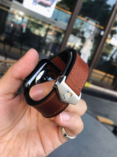 卡客风暴 新款疯马皮适用苹果手表iwatch表带真皮硅胶s10折叠扣98