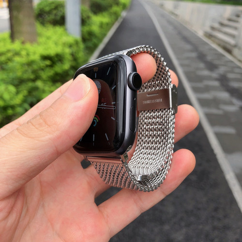 新款粗丝米兰适用苹果手表金属