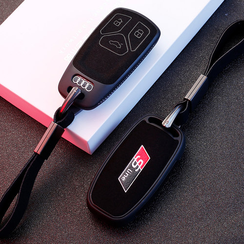 适用于奥迪汽车钥匙套a4l q5l改装a5q7tts4翻毛皮tpu全包保护壳扣