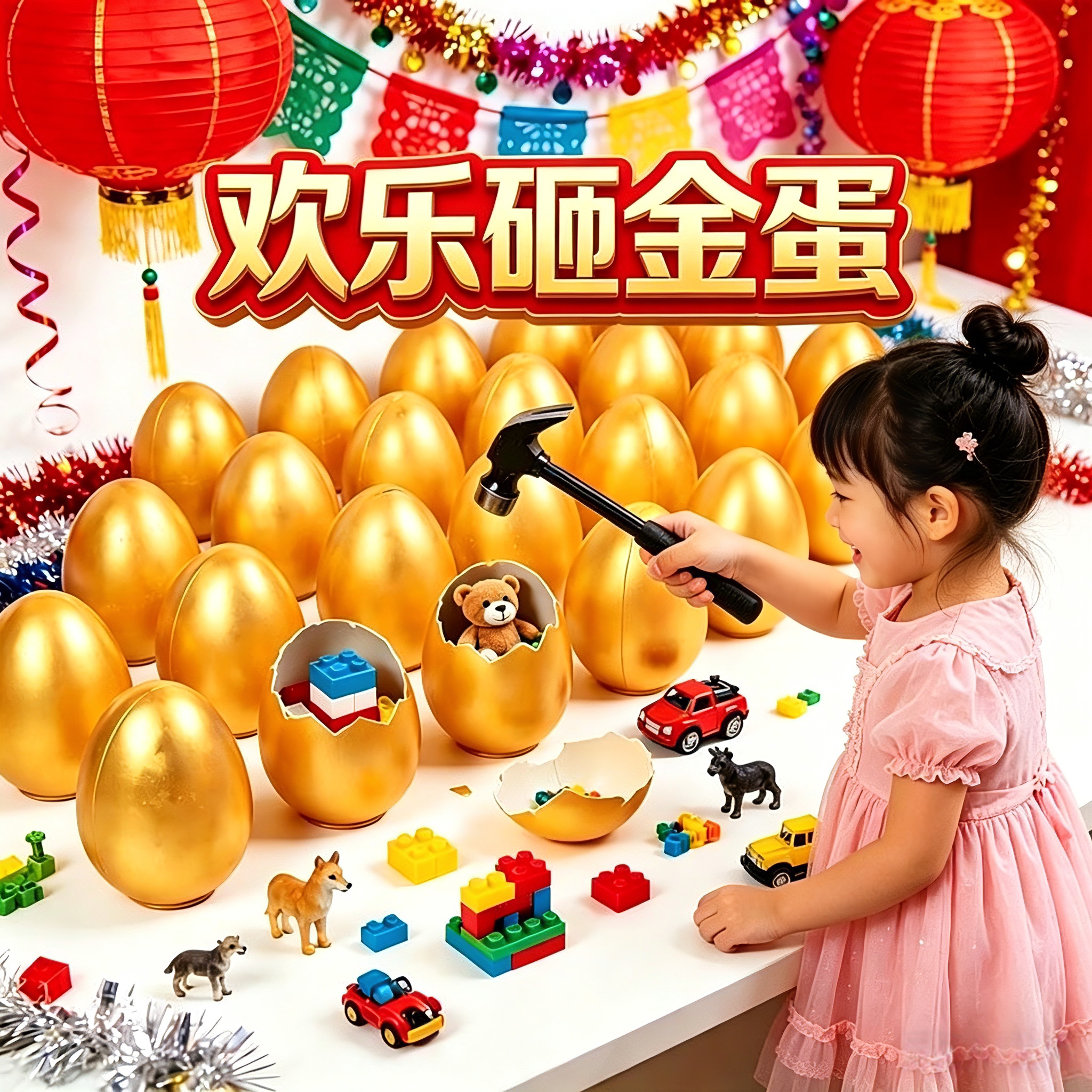 砸金蛋盲盒玩具拆蛋敲单儿童节礼其它玩具