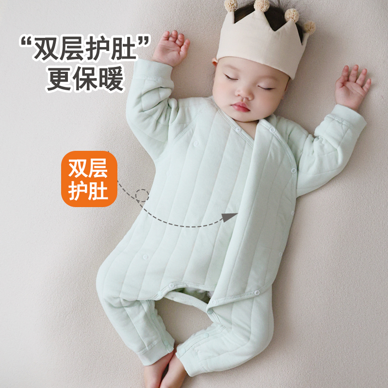 婴儿连体衣保暖春秋款夹棉冬装新生儿宝宝衣服秋装哈衣加厚秋冬季