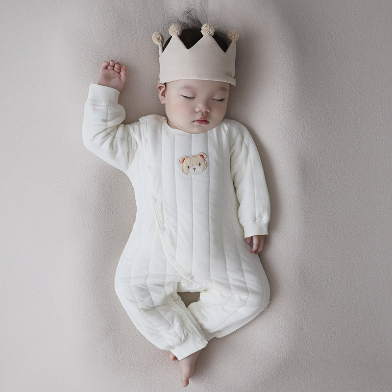 婴儿连体衣保暖秋冬款夹棉冬装新生儿宝宝衣服秋装哈衣加厚秋冬季