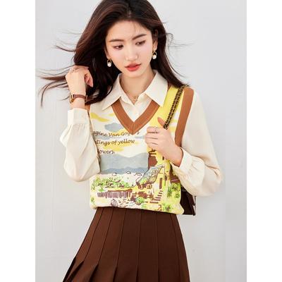 熙世提花针织马甲女春秋新款时