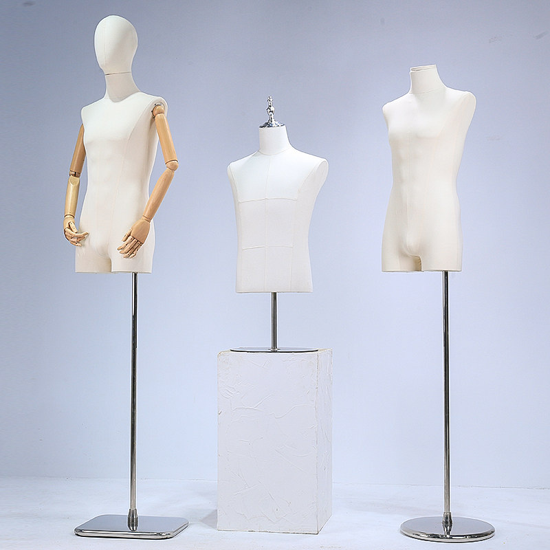 服装店高档模特道具展示架男半身橱窗人台假人偶全身包布人体模型