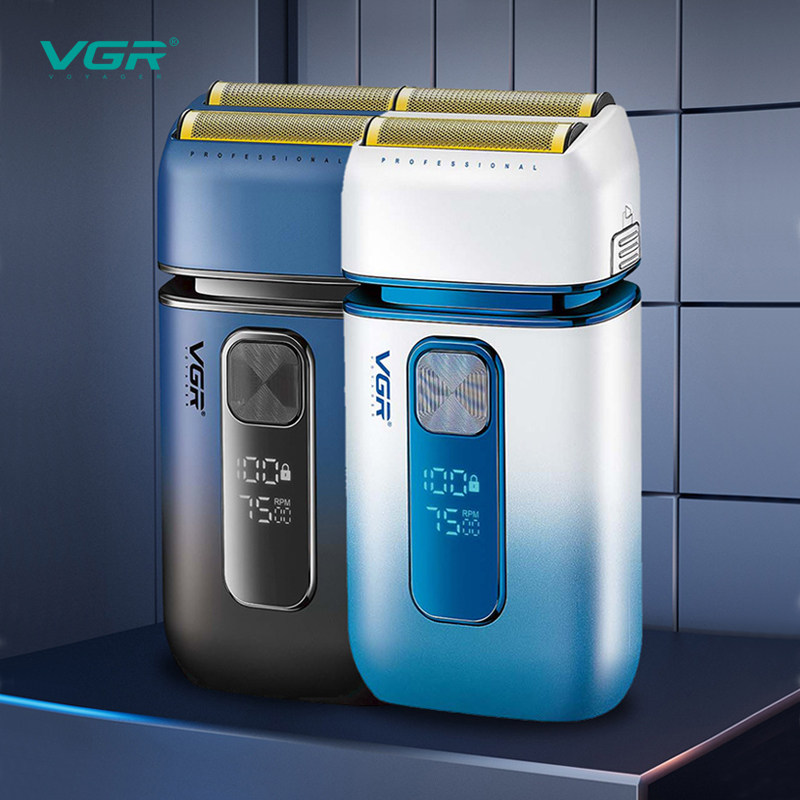 VGR专业往复式全身防水智能电动剃须刀家用男士USB充电数显刮胡刀