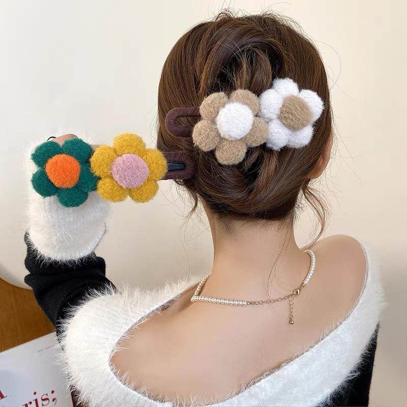 高级法式毛绒花朵大号鸭嘴夹后脑勺盘发抓夹感一字头发夹子头饰女,饰品/流行首饰/时尚饰品新,民族风发饰,淘宝优惠券,粉丝福利购,淘宝优惠卷