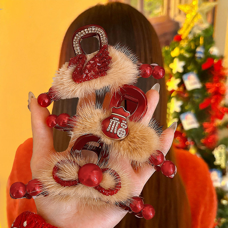 2025新款红色抓夹女高级感简约气质新年发夹后脑勺盘发鲨鱼夹头饰,饰品/流行首饰/时尚饰品新,民族风发饰,淘宝优惠券,粉丝福利购,淘宝优惠卷