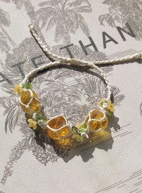 【鹤别青山】暖桂笙笙原创设计手工编织暴力黄琉璃小众精致手绳