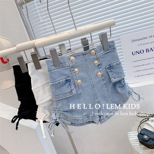 夏季女童高腰时尚牛仔短裤