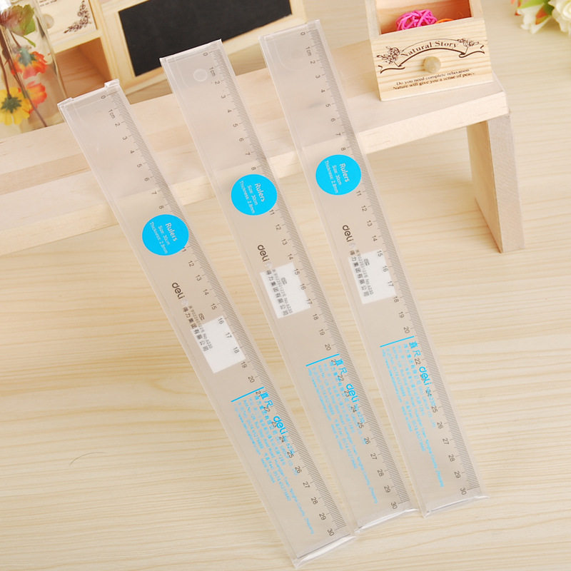 得力直尺20cm30cm40cm尺子透明直尺有机尺学生尺28cm有效刻度6430