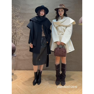 韩奈韩国女装PH232026年冬季设计感双面羊毛羊绒大衣外套2581