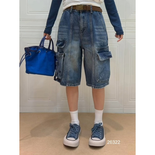 韩奈秋新女工装牛仔直筒中裤