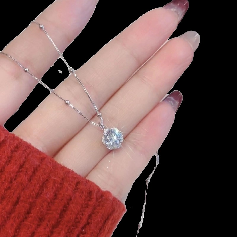 S925纯银镶钻花蕊项链女轻奢时尚闪耀锆石吊坠高级感锁骨链送女友
