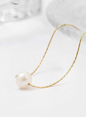 淡水简约珍珠钛钢项链18k金色不掉色气质 轻奢日常百搭锁骨链