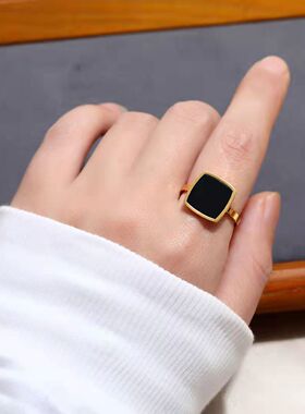 黑方戒指轻奢钛钢时尚女
