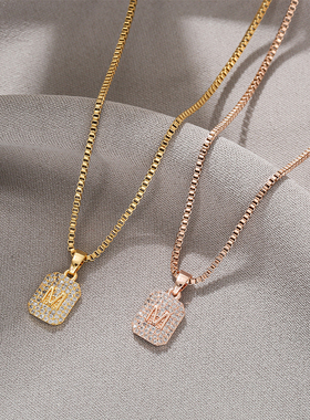 铜吊坠钛钢项链女小众设计感