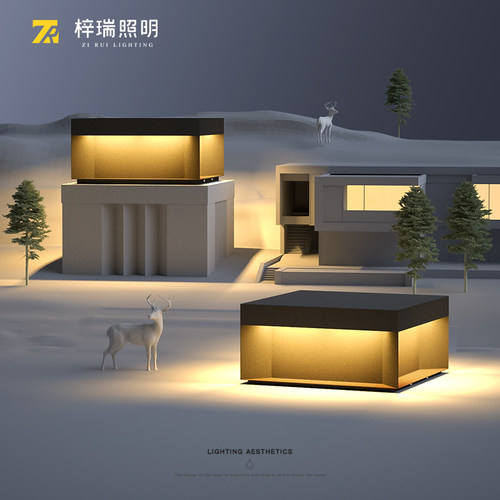 不锈钢简约庭院灯太阳能柱头灯