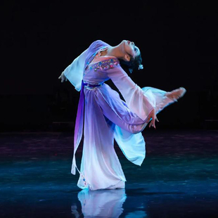 古典舞蹈演出服易安醉女艺考表演服紫色渐变大裙摆仙女表演服