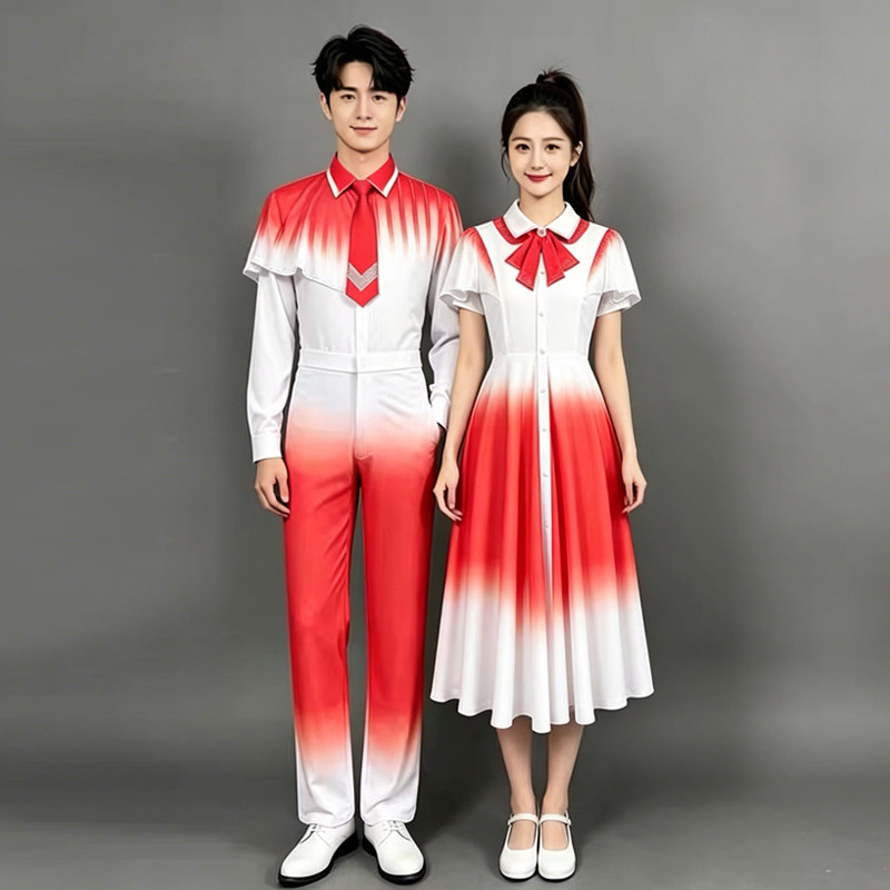 大合唱舞蹈服中学生合唱服连衣裙图片