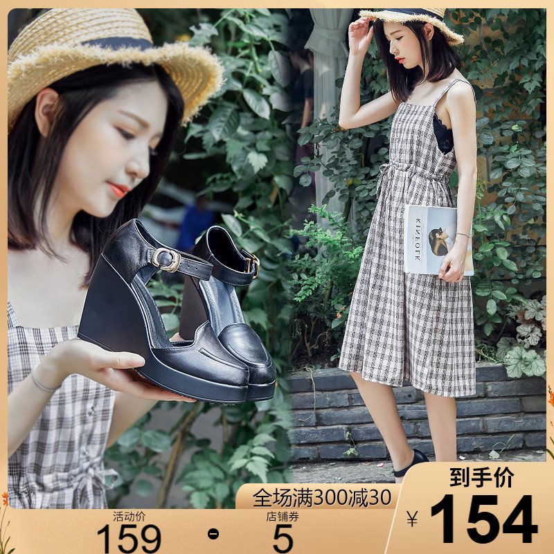 包头罗马凉鞋牛皮女鞋2025夏新款休闲真皮中空超高跟防水台厚底鞋