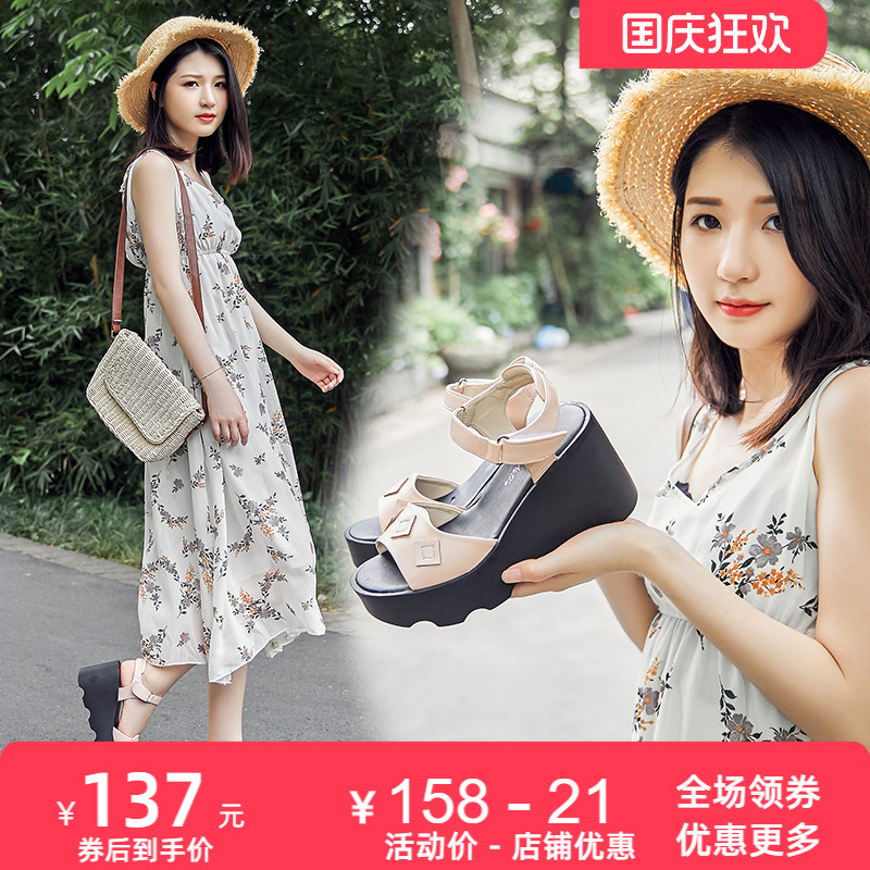 厚底新款原创休闲皮鞋子松糕凉鞋