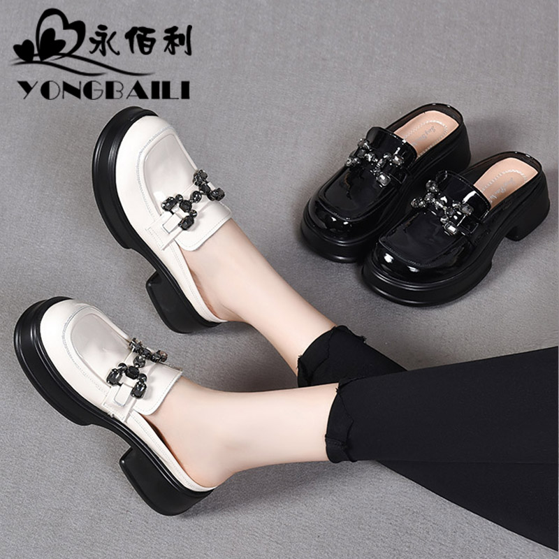 高跟包头外穿拖鞋皮鞋女鞋