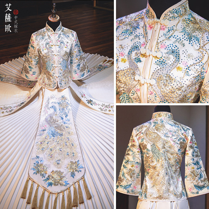 秀禾服女新娘礼服2021新款冬季古代婚纱中式结婚敬酒服龙凤褂古装