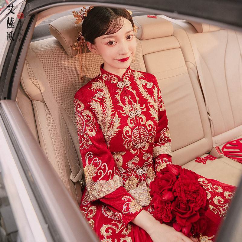 秀禾服新娘2021新款结婚冬季中式礼服女中国风嫁衣显瘦出阁服婚纱