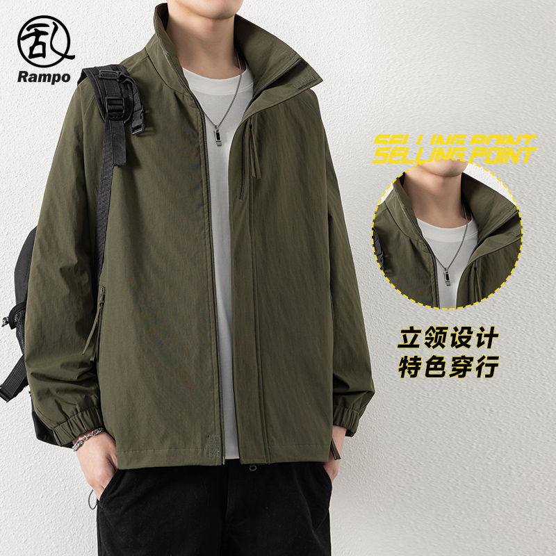 立领户外冲锋衣男士外套飞行夹克
