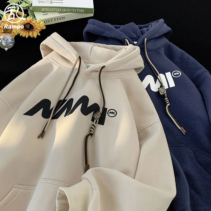 美式连帽卫衣情侣装加绒加厚外套