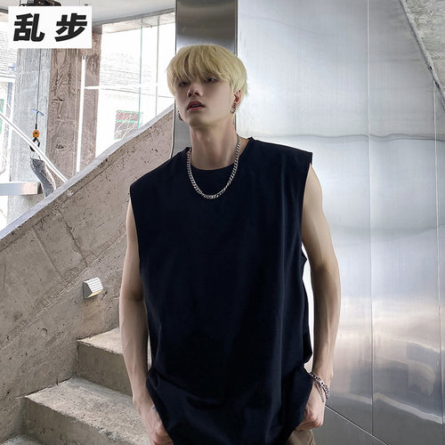 美式高街背心夏季小领口纯棉汗衫