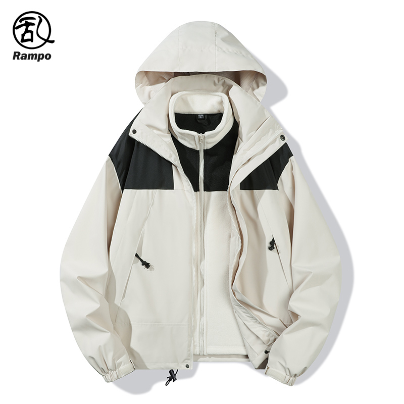 美式潮牌可卸连帽三防冲锋衣夹克