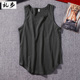 美式 复古高街帅气宽松纯棉纯色圆弧下摆打底背心男女夏季 百搭上衣
