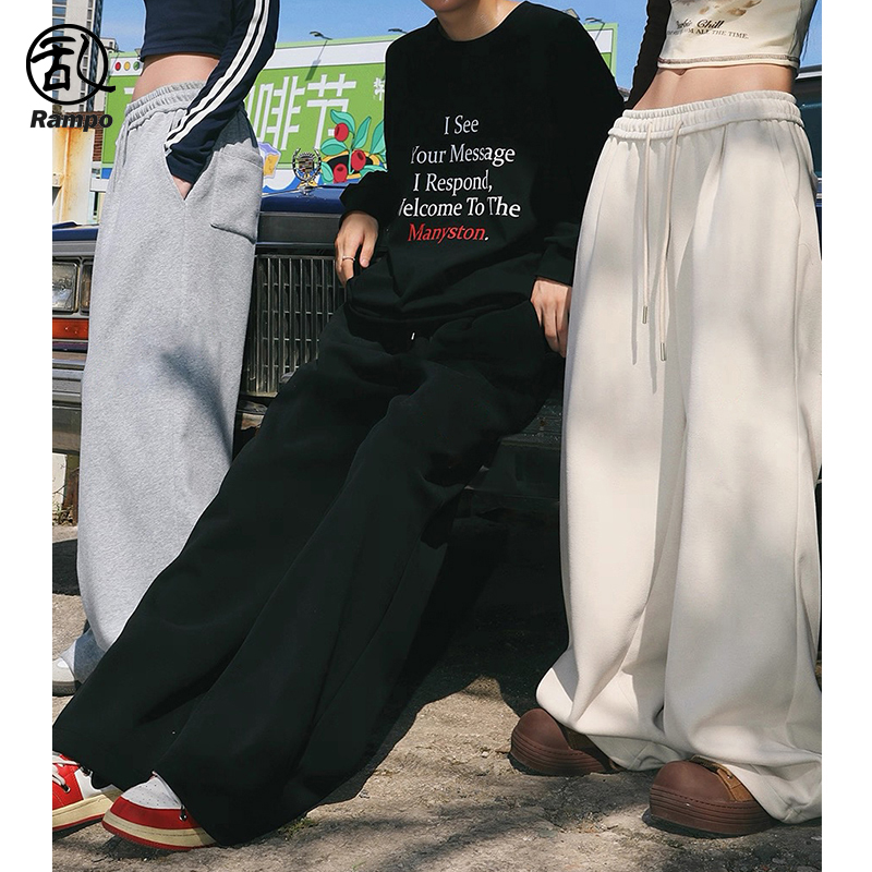 高街风抽绳直筒运动裤男垂感卫裤