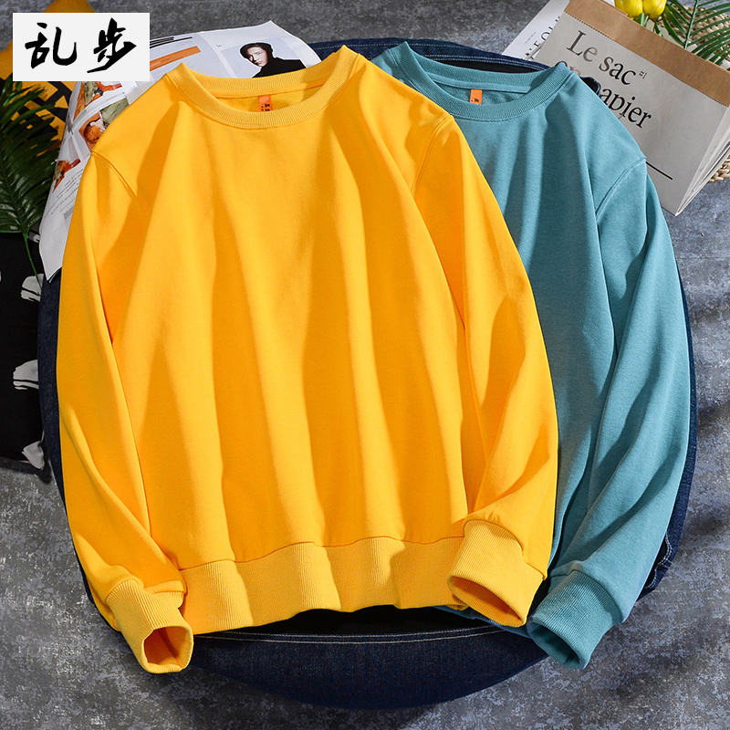 乱步秋装青少年大码纯色长袖t恤