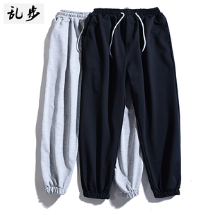 男青年学生潮牌街头宽松阔腿休闲百搭束脚裤 夏季 简约纯色运动卫裤