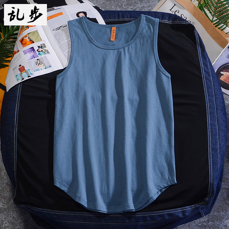 ins夏季背心男士潮牌纯色简约坎肩圆领无袖t恤个性休闲上衣打底衫