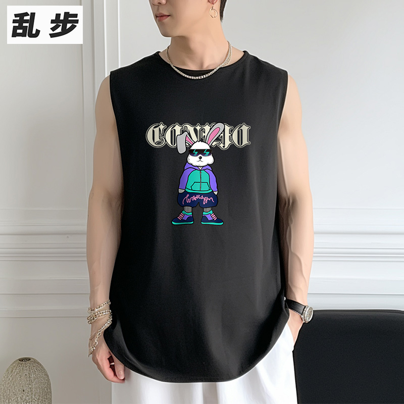 纯棉背心男款夏季坎肩男无袖t恤男生篮球服黑色美式大码上衣男士