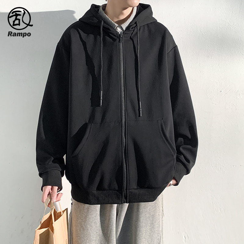 青少年学生重磅连帽卫衣黑色外套