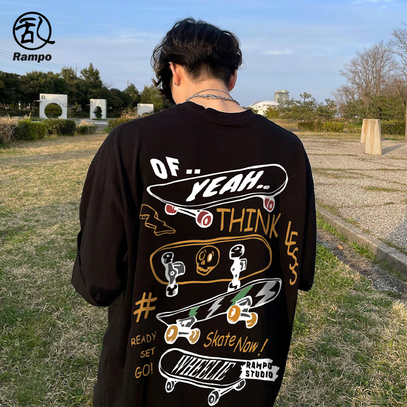 350g重磅纯棉涂鸦印花半袖上衣