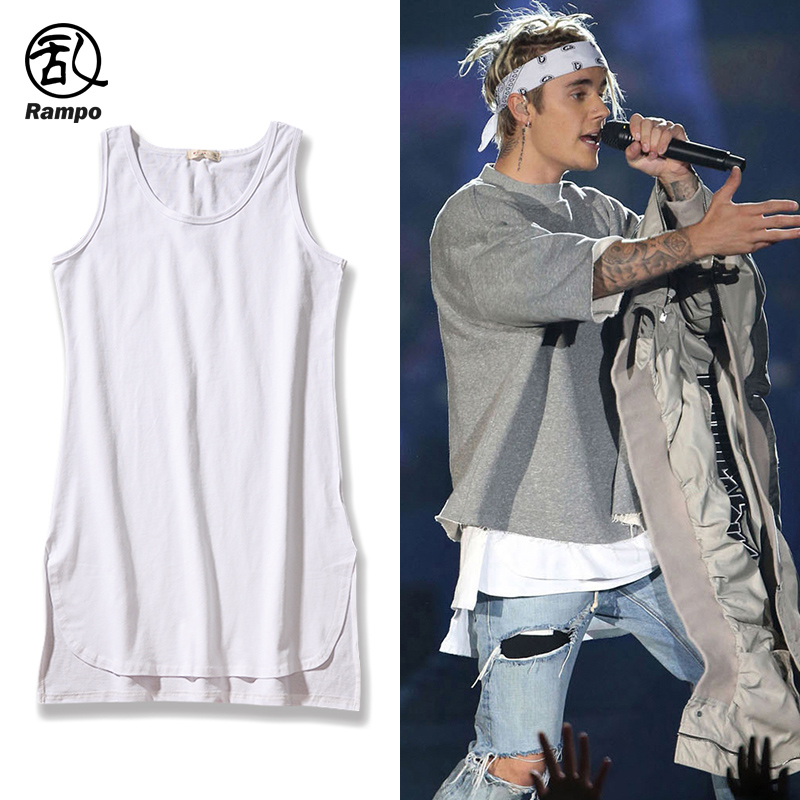 240g纯棉背心男短后长开叉打底衫