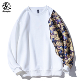 宽松圆领小熊长袖 买一送一加绒保暖卫衣男士 美式 t恤打底百搭上衣