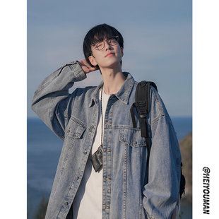 牛仔外套男痞帅日系复古潮牌高级感休闲百搭宽松学生工装 夹克男装