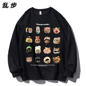 潮牌重磅卫衣男女同款 2025新款 宽松猫咪数码 美式 直喷印花男装 上衣