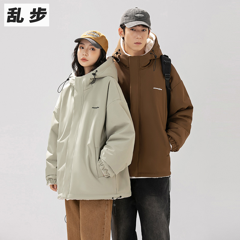 外套棉服宽松连帽双面穿棉衣外套