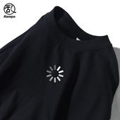 简约印花t恤男圆领套头宽松百搭打底衫 220G纯棉美式 休闲长袖 上衣