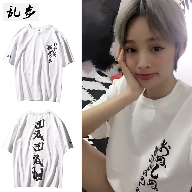 国潮恶灵短袖t恤日系潮牌嘻哈街舞半袖bf港风个性字母印花T-shirt