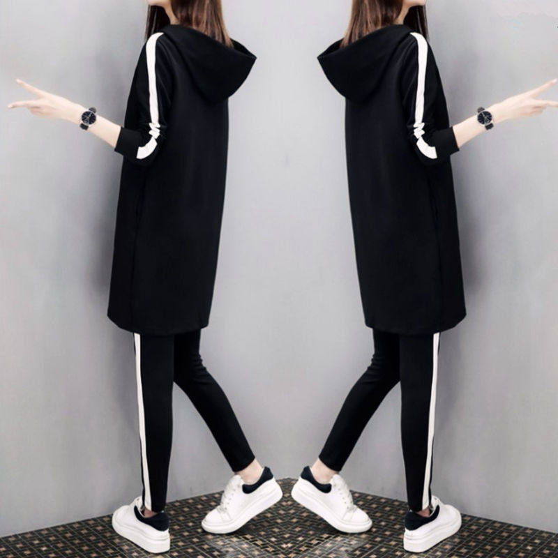 春秋大码mm胖套装女套头宽松遮肚两件套韩版潮连帽开衫外套中长款|ruв категории Женская одежда, женской одежды - от Buy2taobao.com для оказания профессиональной услуги покупки агента Taobao