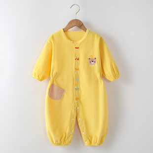 哇哇宝宝连体罩衣爬爬服春秋款外穿服男童女婴儿全身防脏吃饭围兜